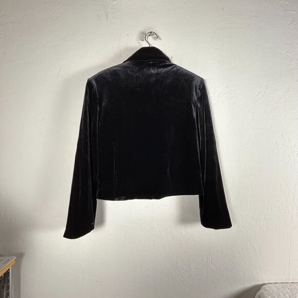 Vintage Emil Rutenberg Womens Black Velvet Black Jacket Small Single-Breasted - Picture 2 of 8
